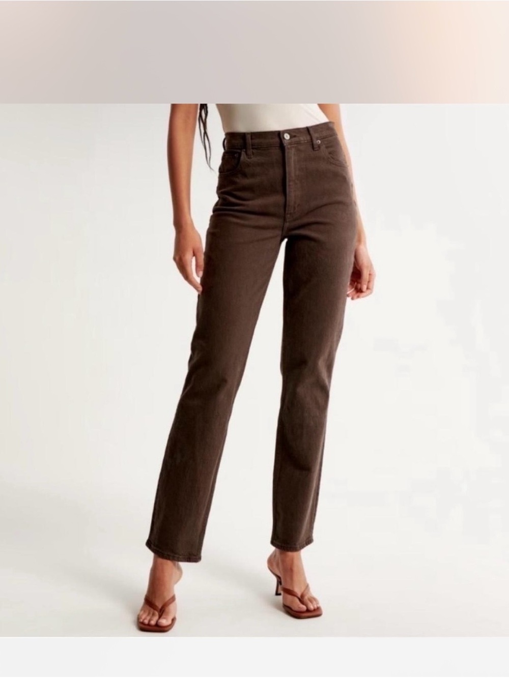 Abercrombie & Fitch 90’s straight ultra high rise Brown 27 Long Tall